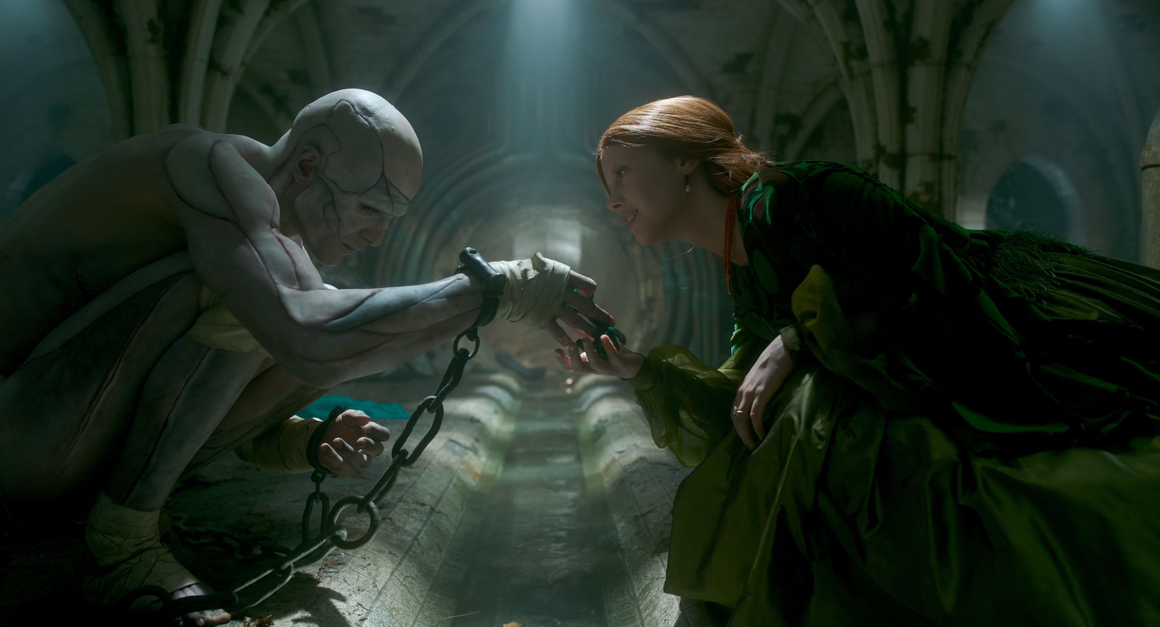 Mia Goth and Jacob Elordi in a still from ’Frankenstein’