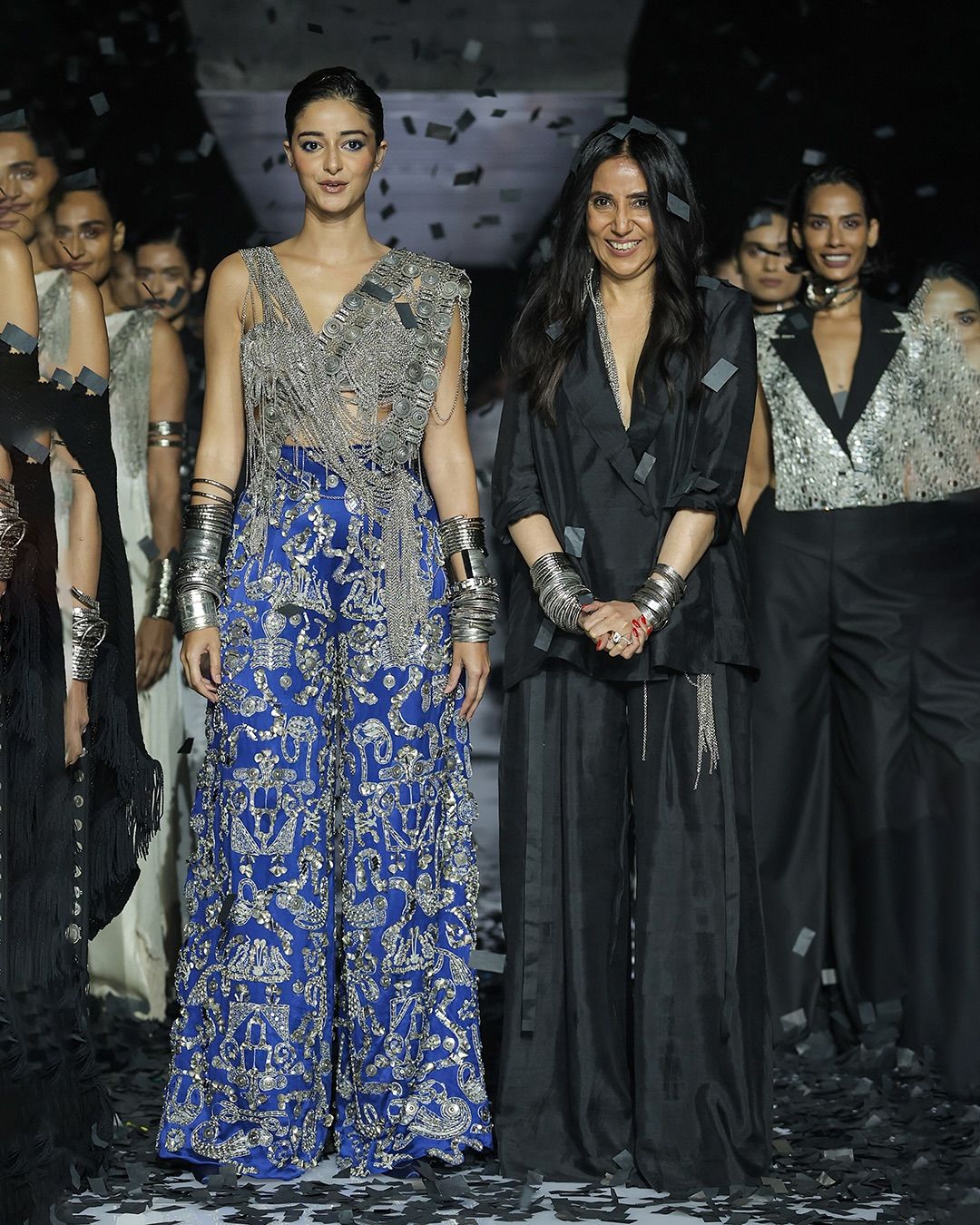 Ananya Panday and Anamika Khanna at the AK | OK show at Lakmé Fashion Week in March 2025