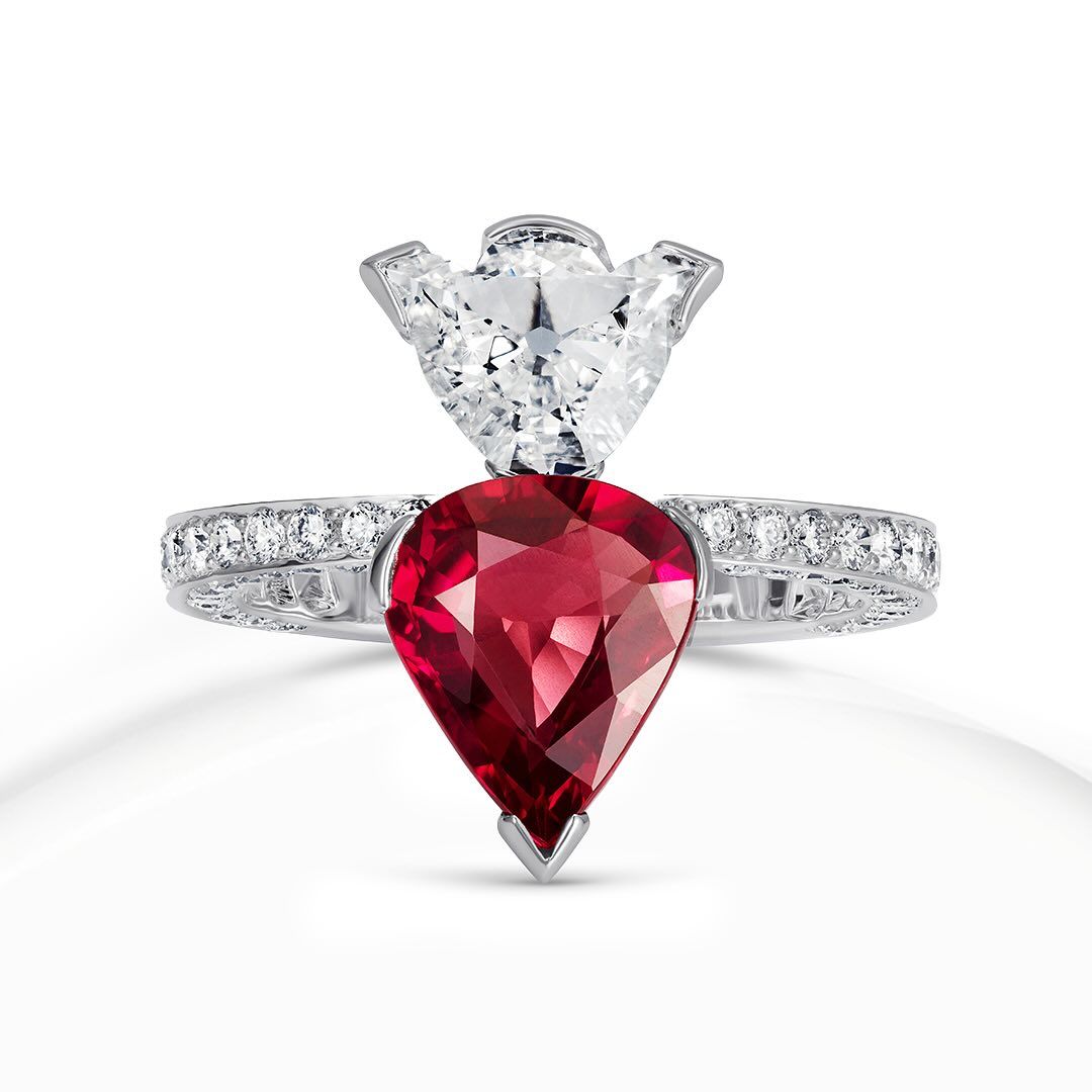 Alok Lodha custom cut tulip diamond with a 2.42 carat natural Mozambique ruby.jpg