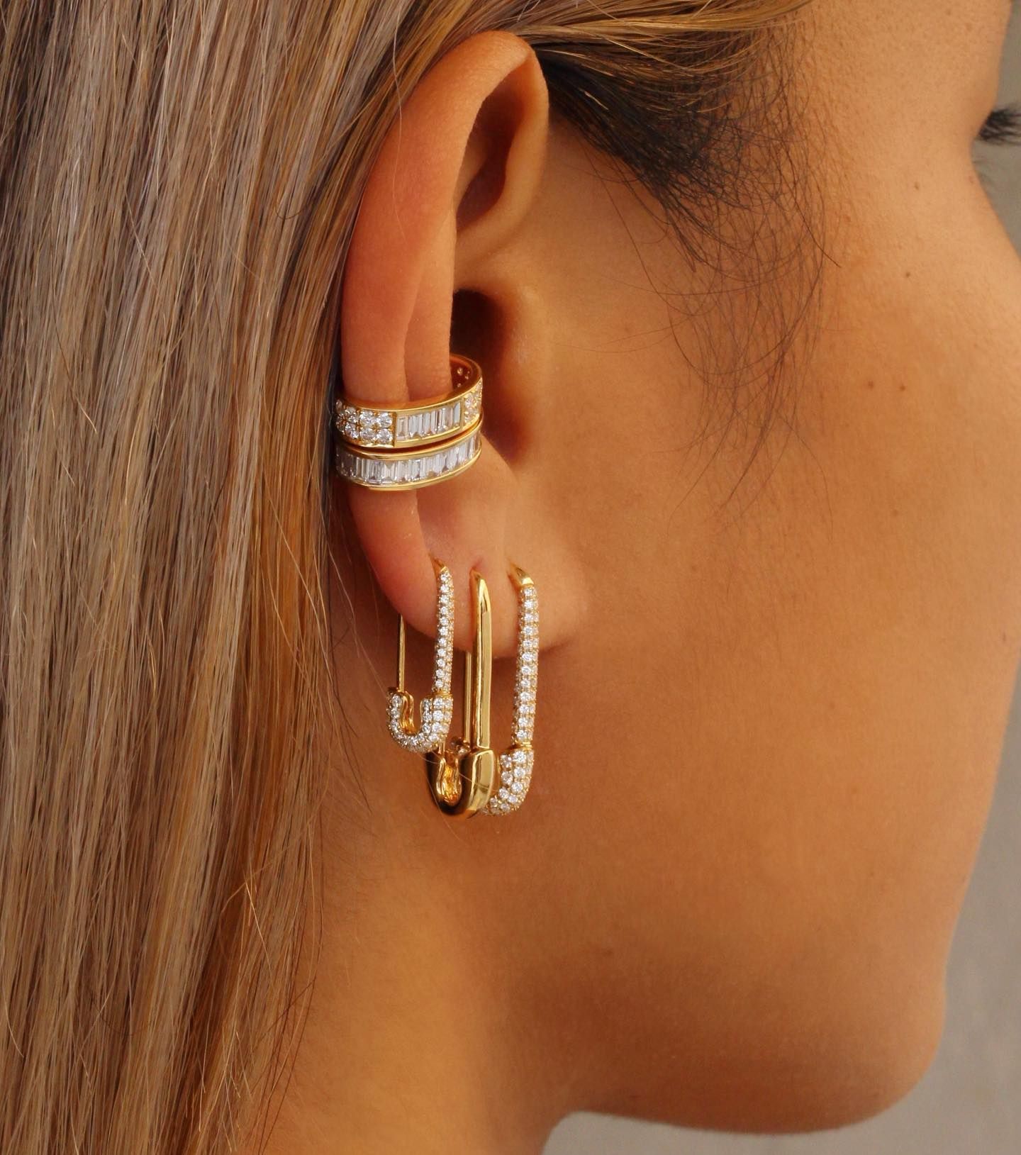 Diamond Safety pin earring, Anita Ko