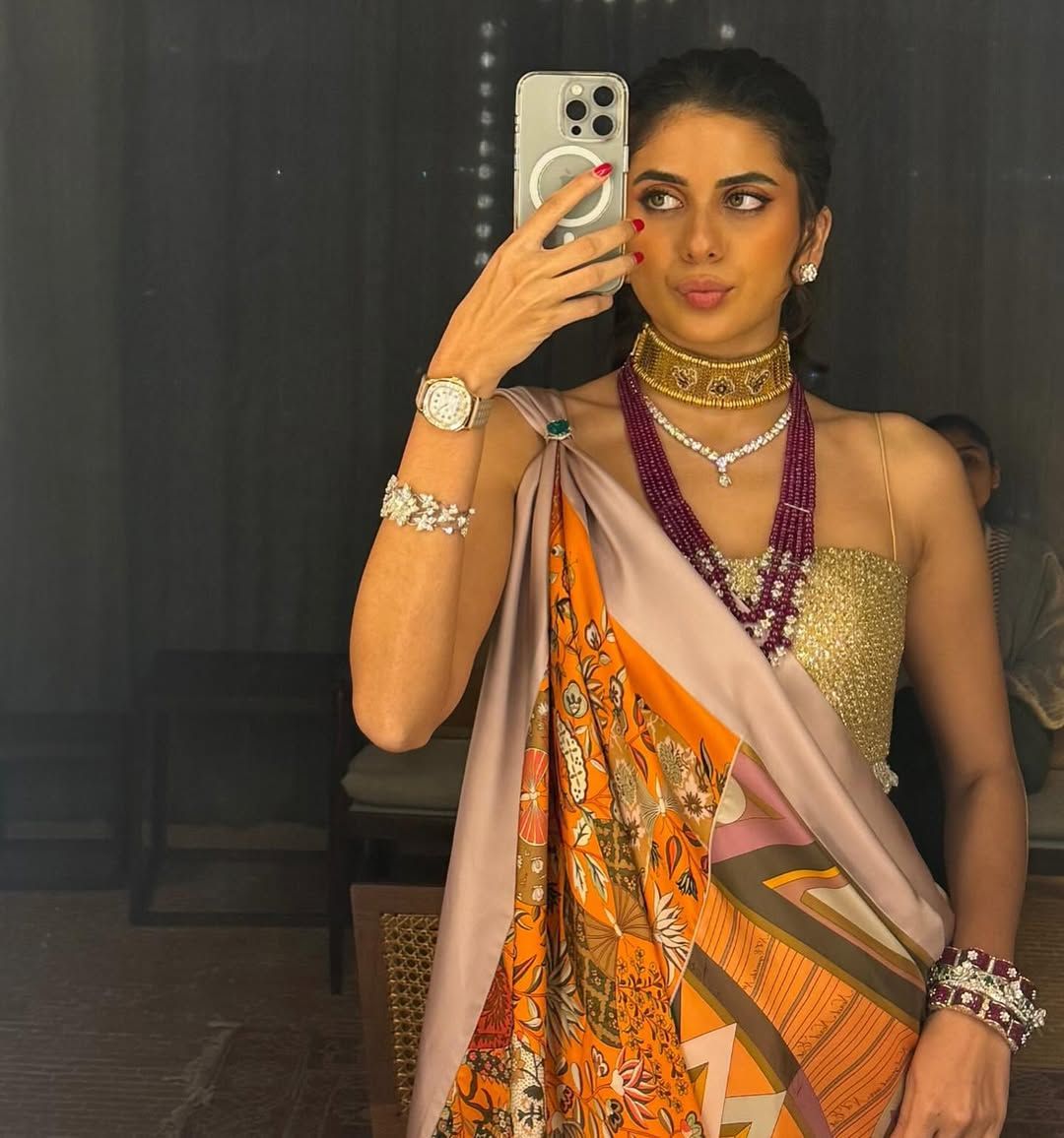 Aria Mehta in a vintage Hermès sari
