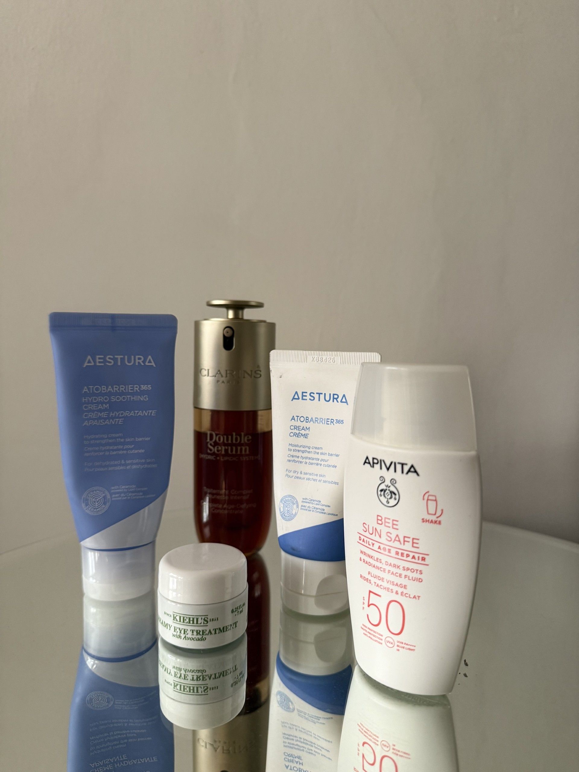 Designer Arpita Mehta's skincare routine includes Clarins Double Serum, Kiehl's eye cream, and Aestura face creams