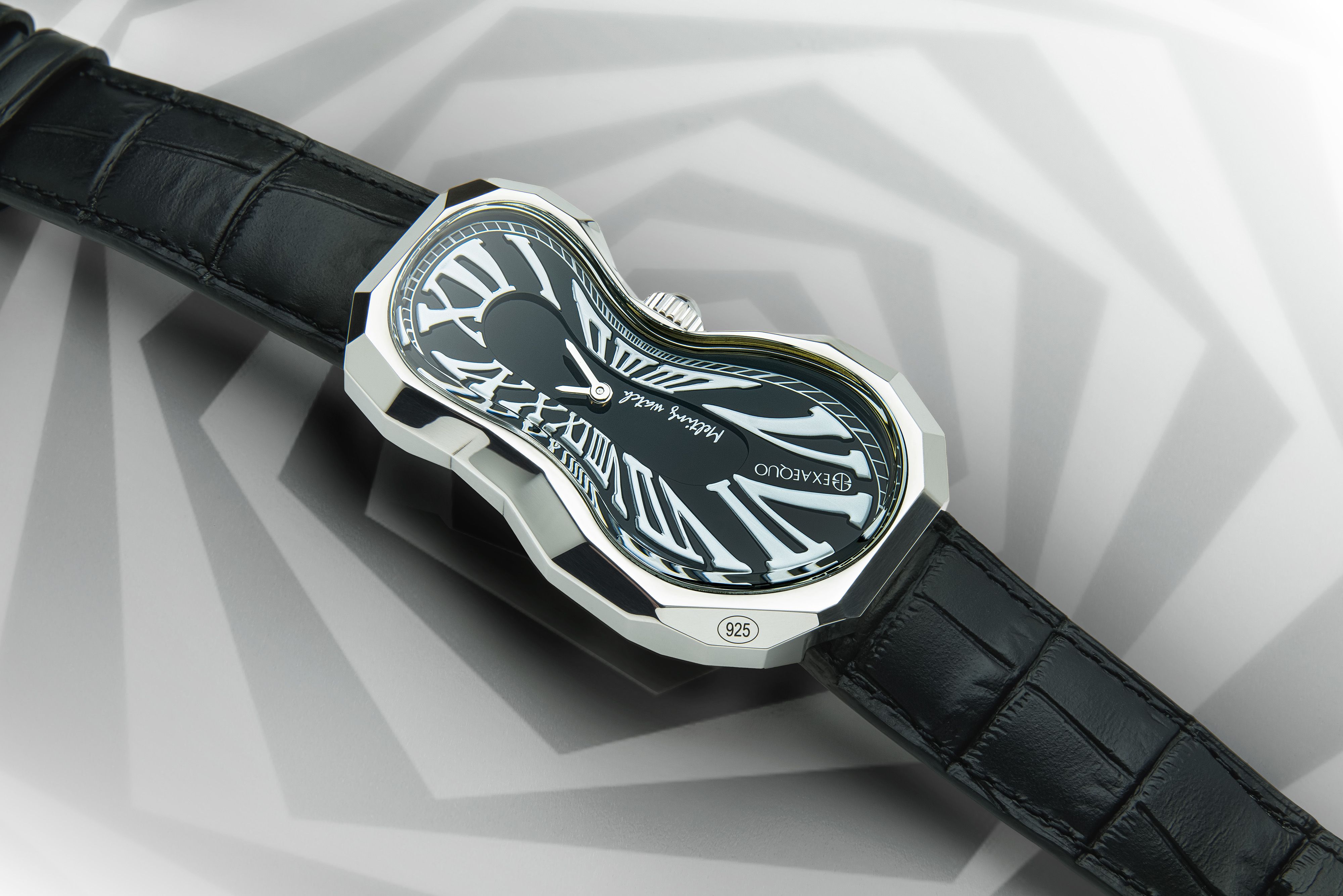 Exaequo Polyhedron Melting Watch in 925 sterling silver
