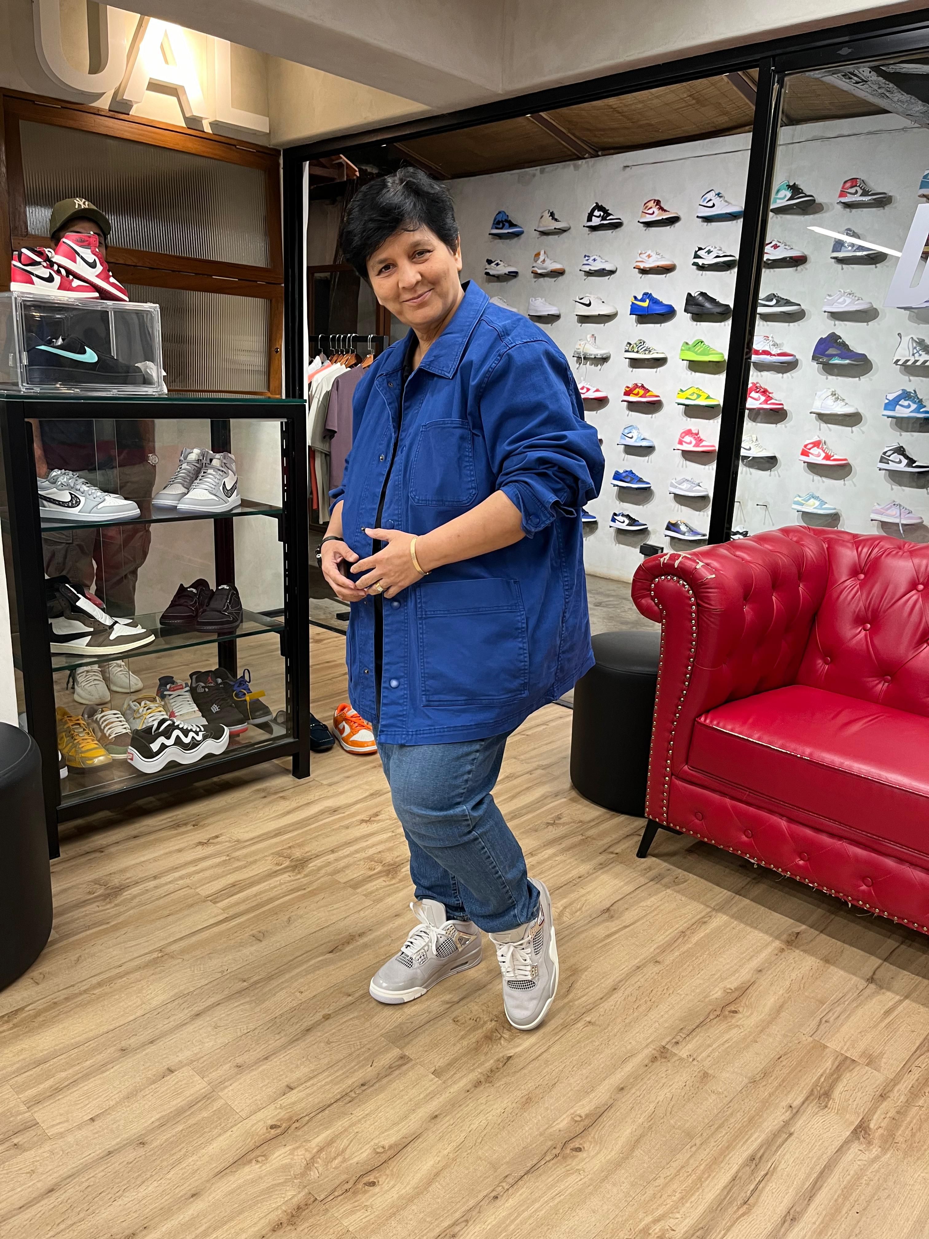 Falguni Pathak at a sneaker store