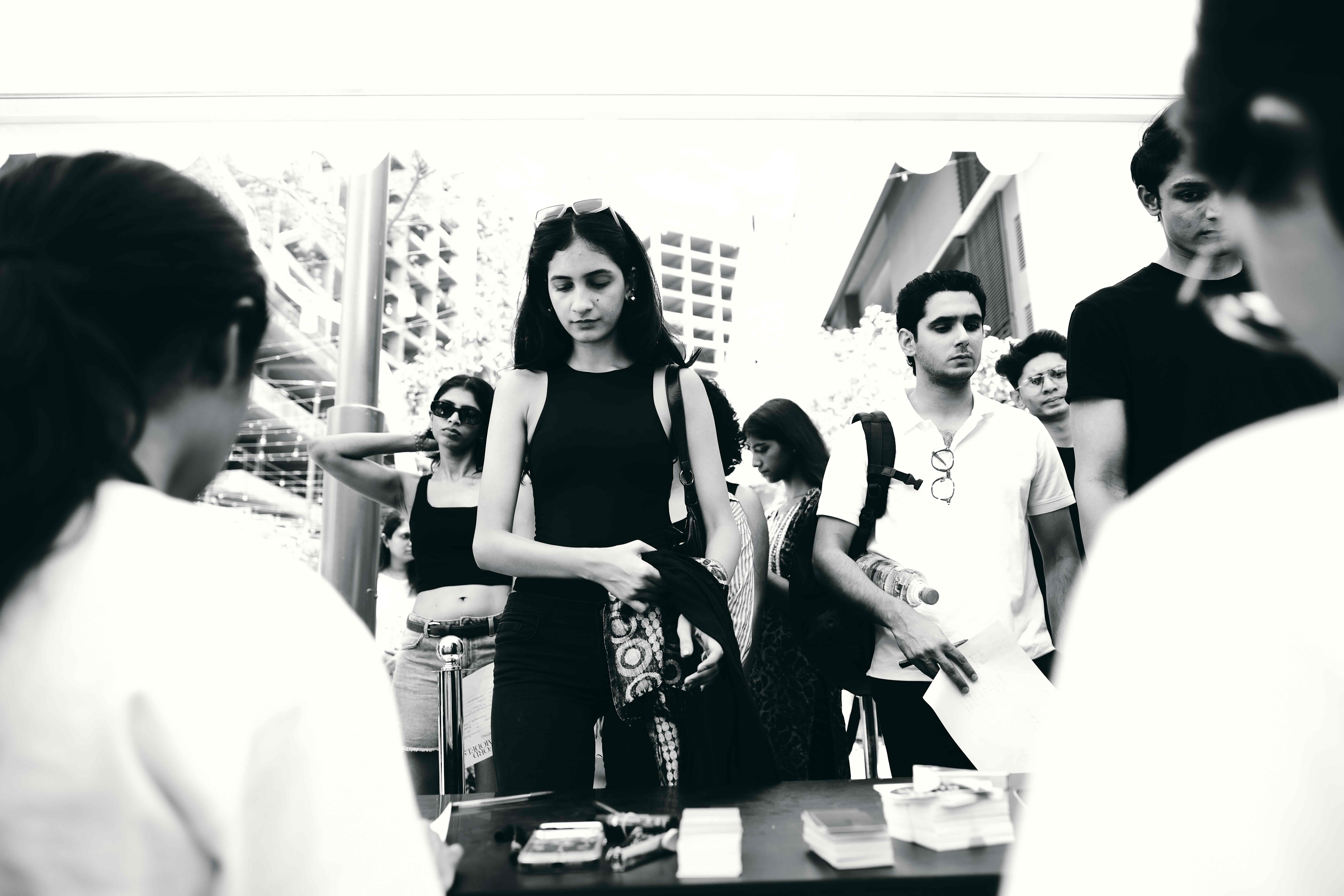 Models lining up for registration at the Ford Models Mumbai open casting call