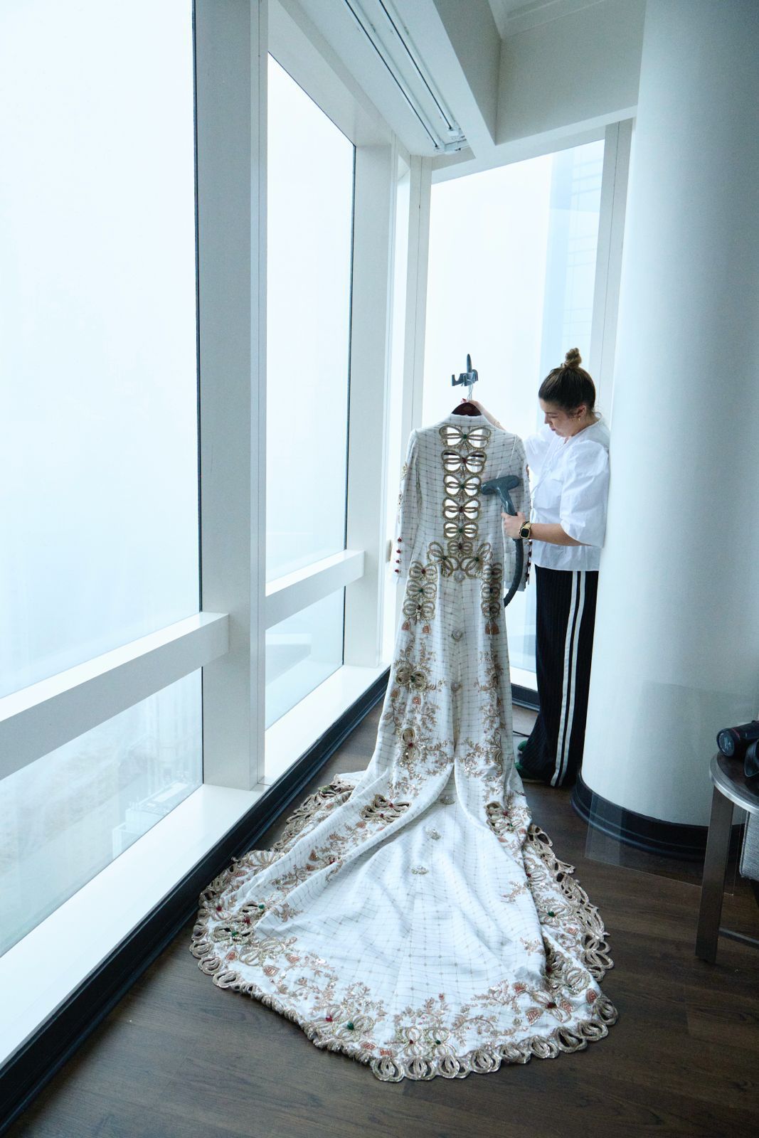 The custom-made Anamika Khanna jacket Isha Ambani wore to the 2025 Met Gala