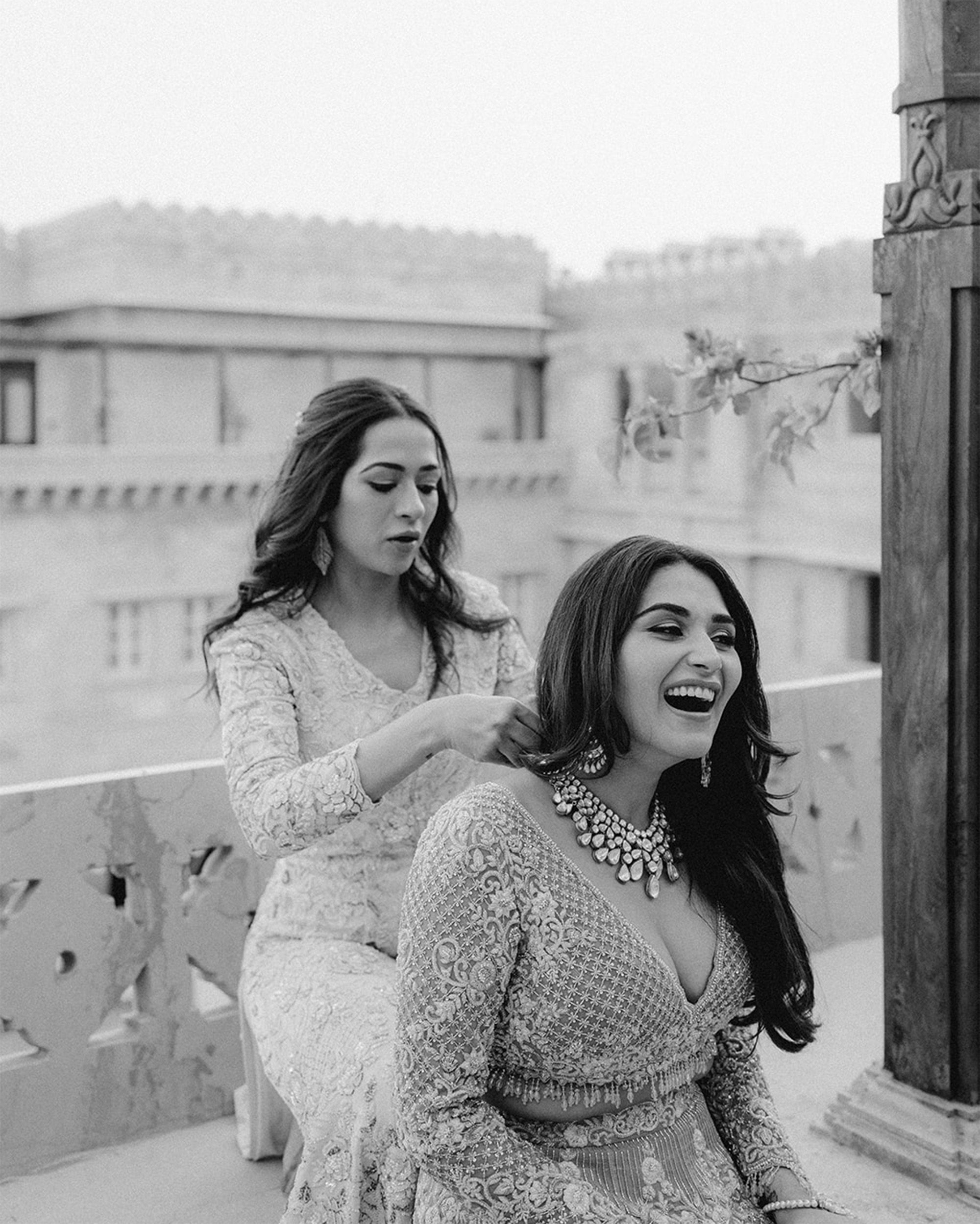 Kresha and Karyna Bajaj getting ready for the wedding