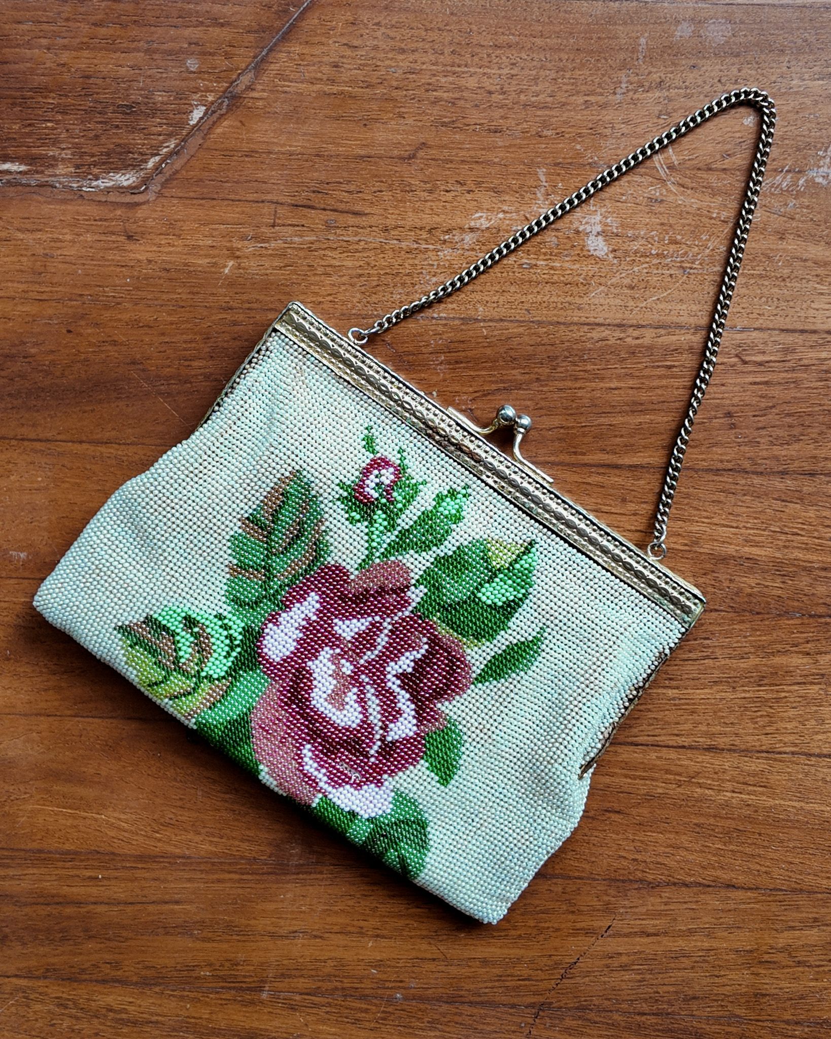 A vintage bag with moti bharat embroidery from Monica Shah’s private collection