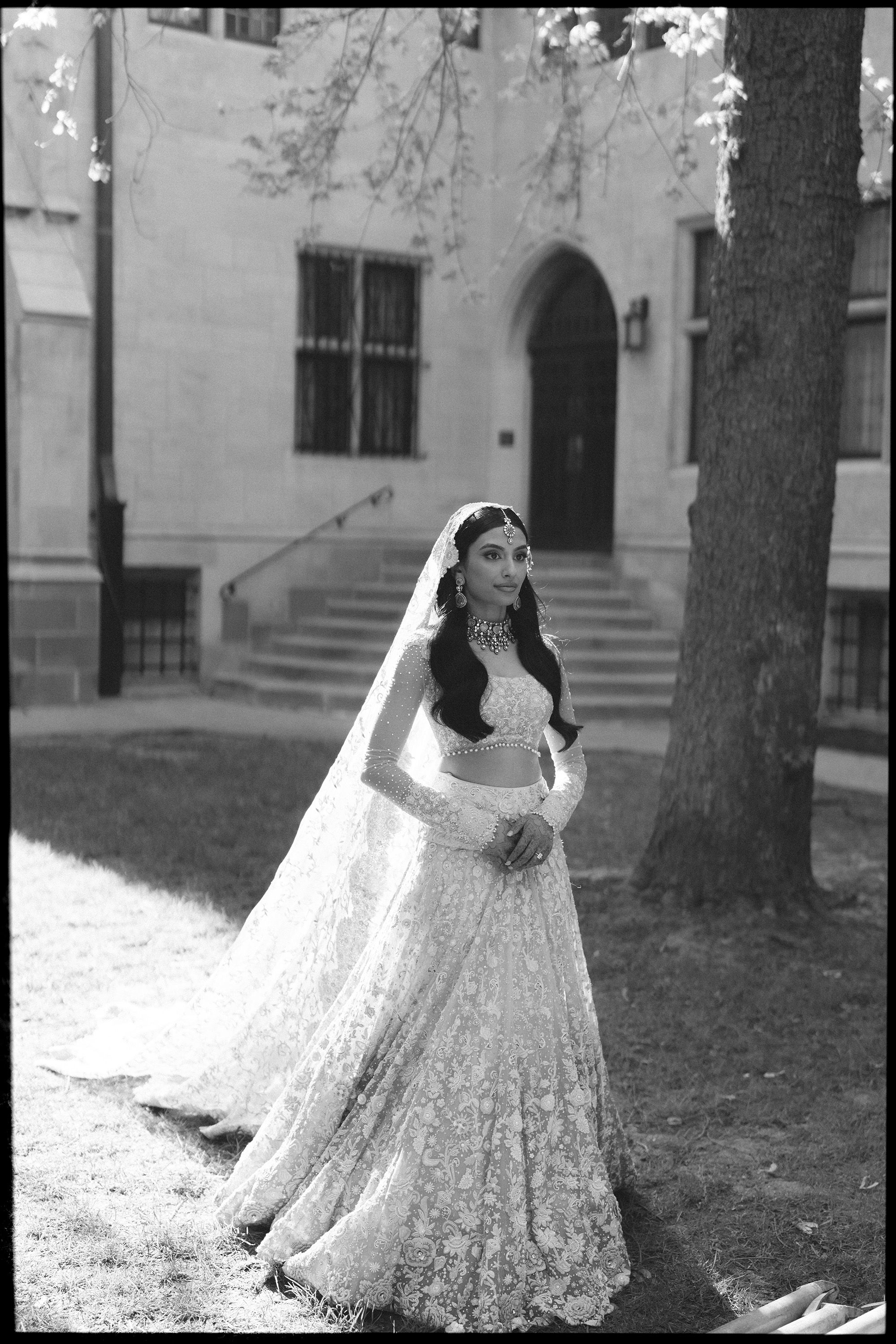 In a pearl embroidered ivory lehenga by Tarun Tahiliani