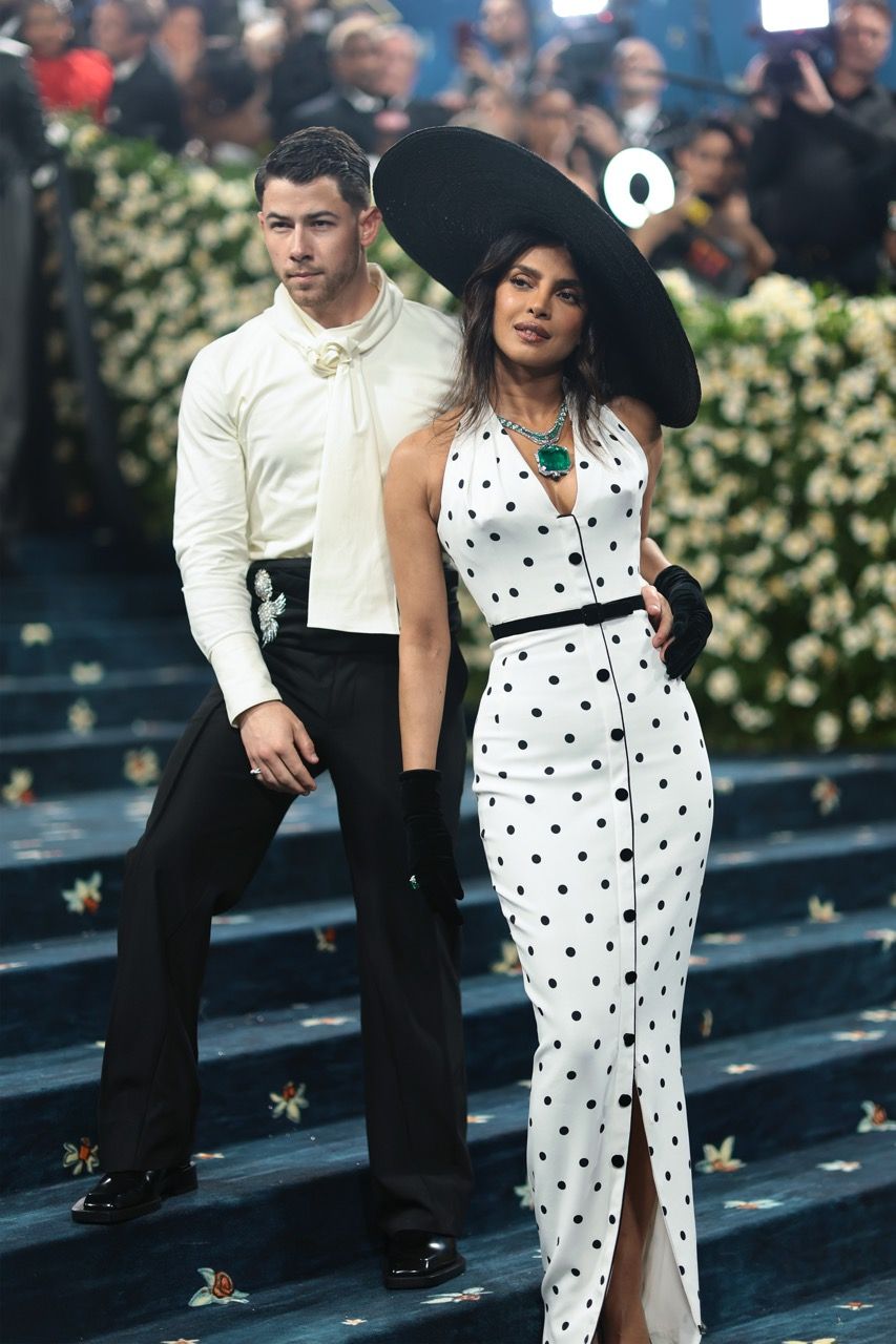 Nick Jonas and Priyanka Chopra Jonas in Balmain and Bvlgari High Jewelry