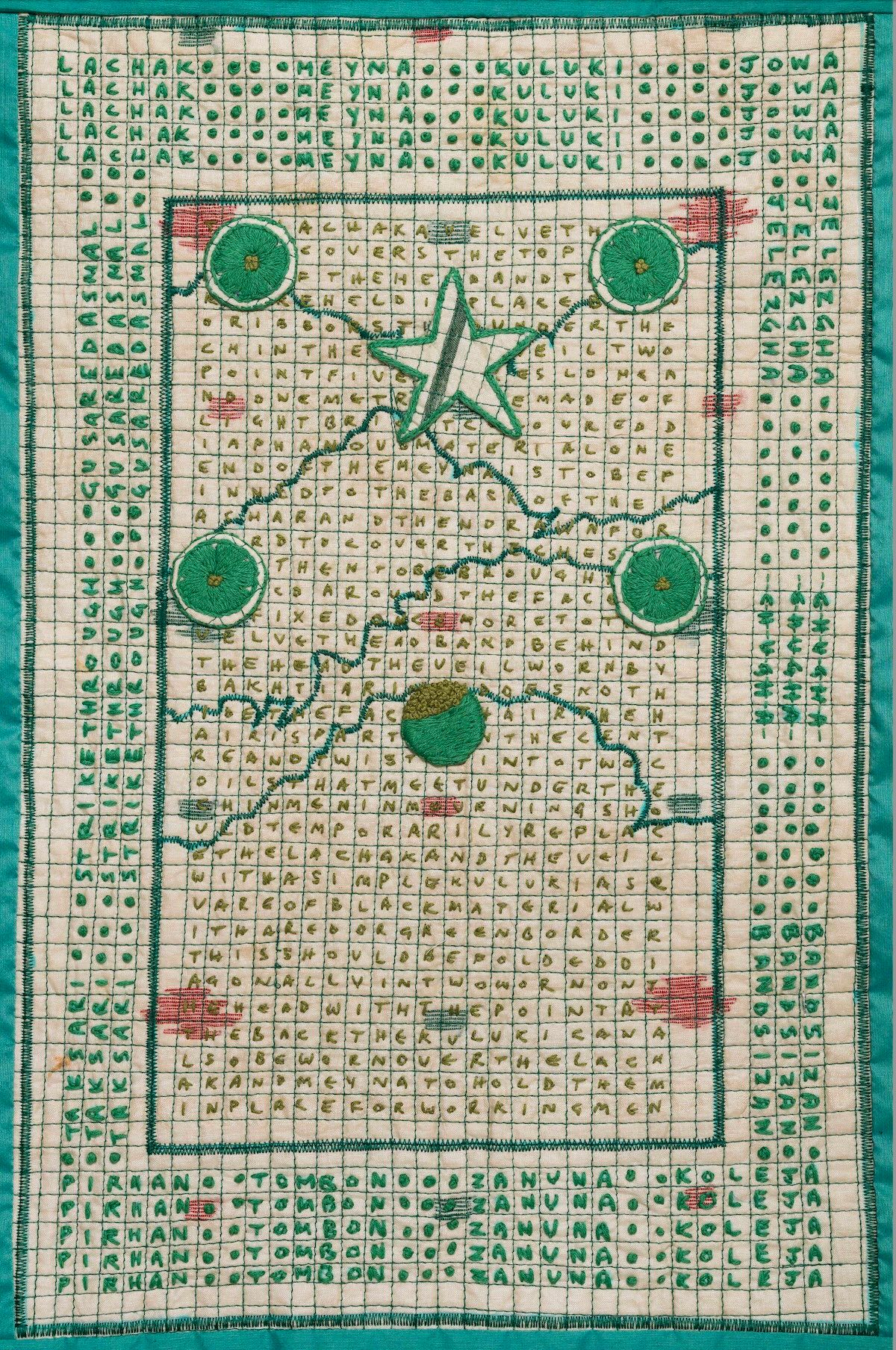 ‘Poster 08’, reconstructed sarie; silk, thread, cotton and polyester