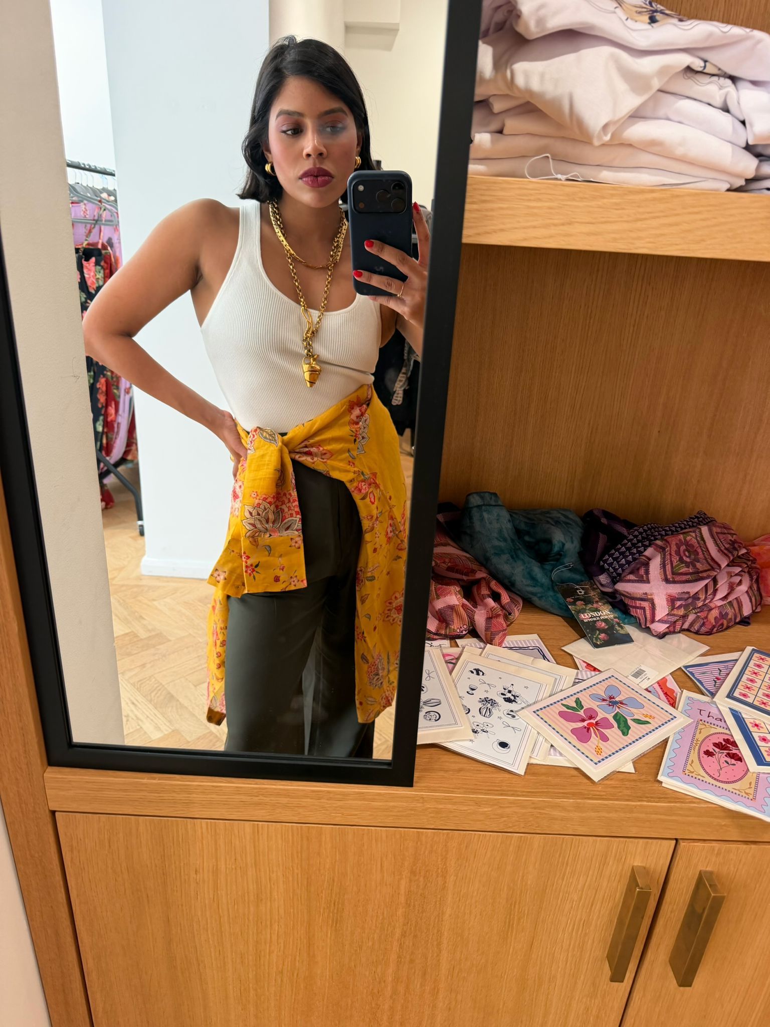 Shahili Gomes, founder of The Design Collective, in her favourite white tank top
