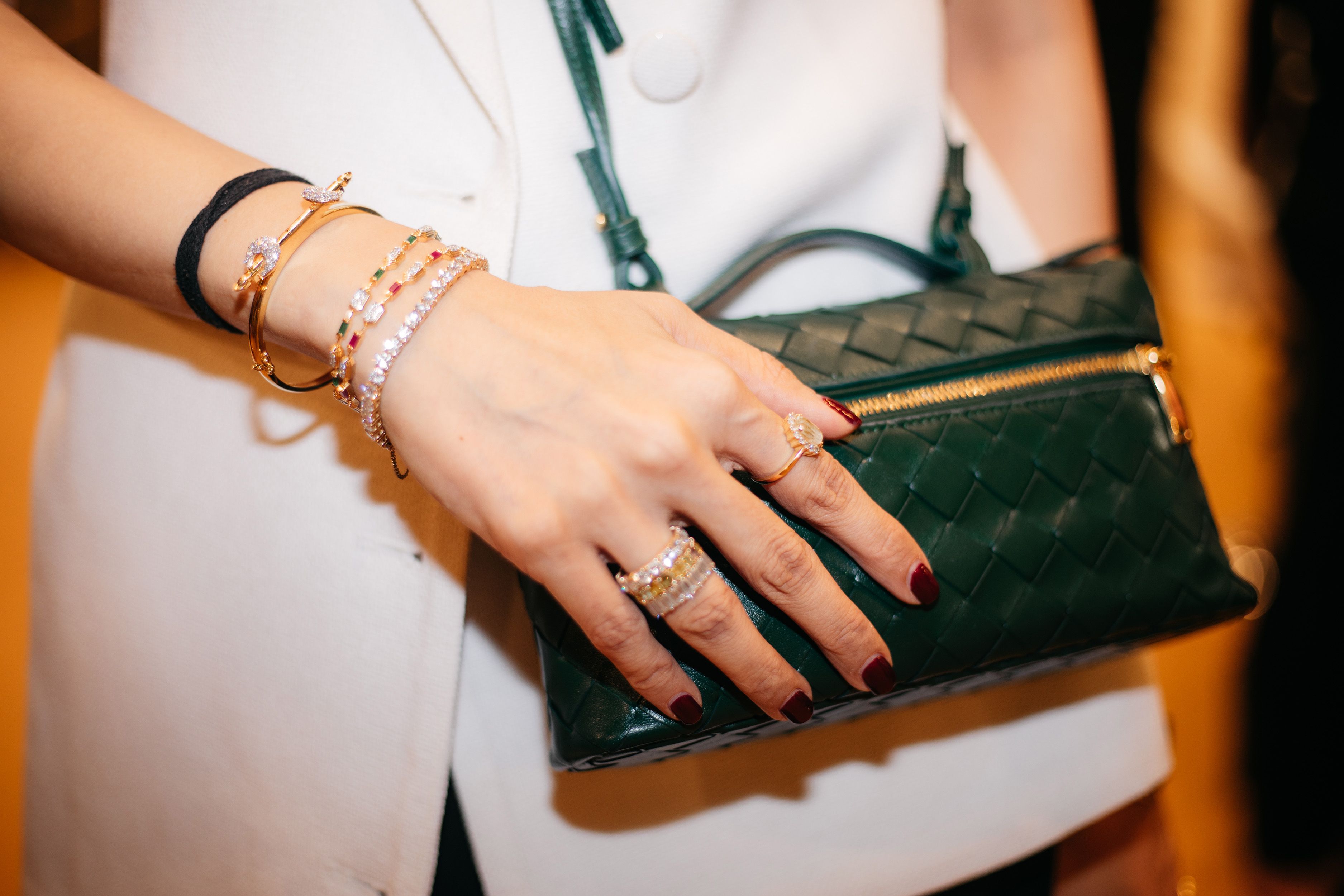 Neharika Manjani's stack of diamond bracelets