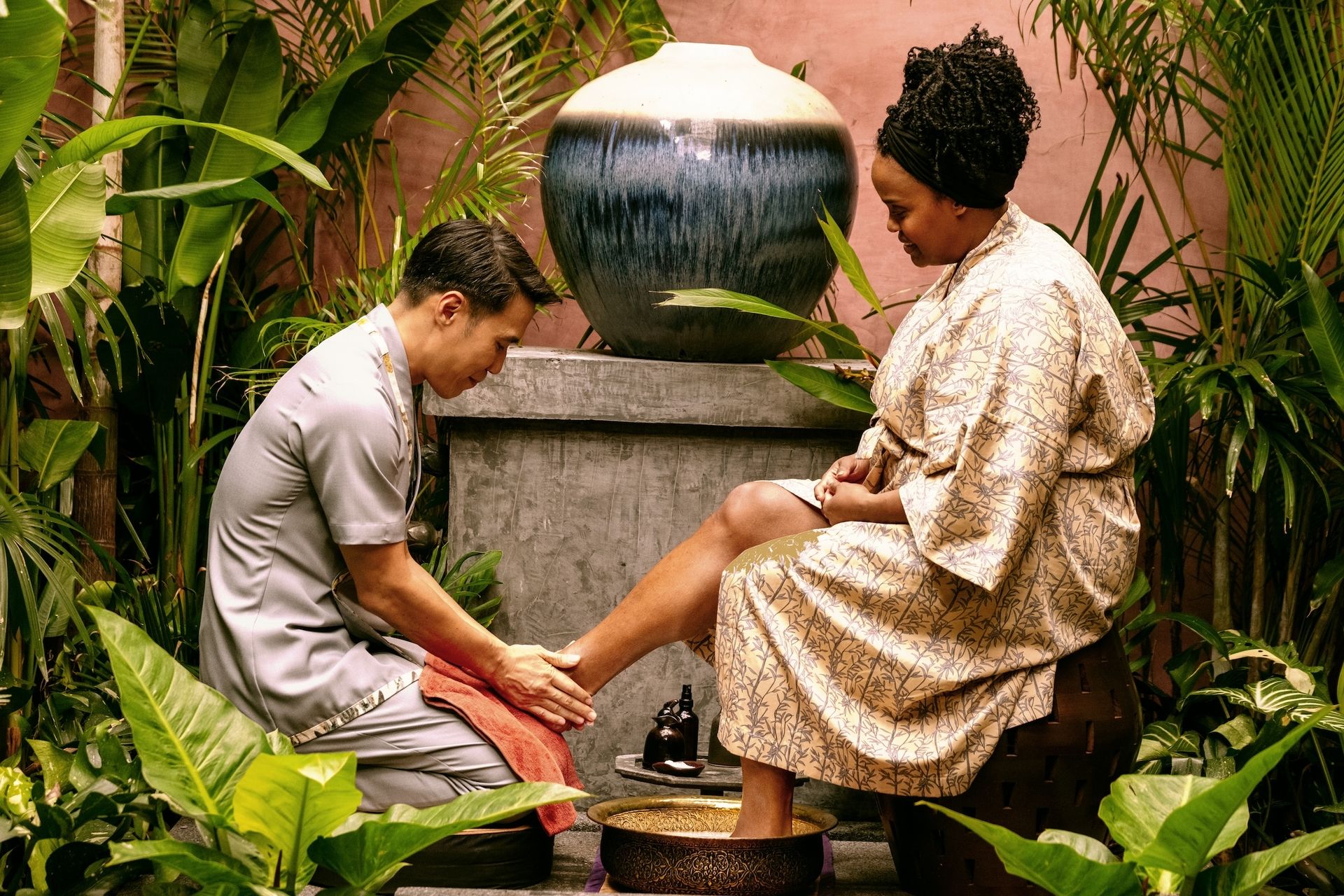 A still from The White Lotus featuring the wellness team