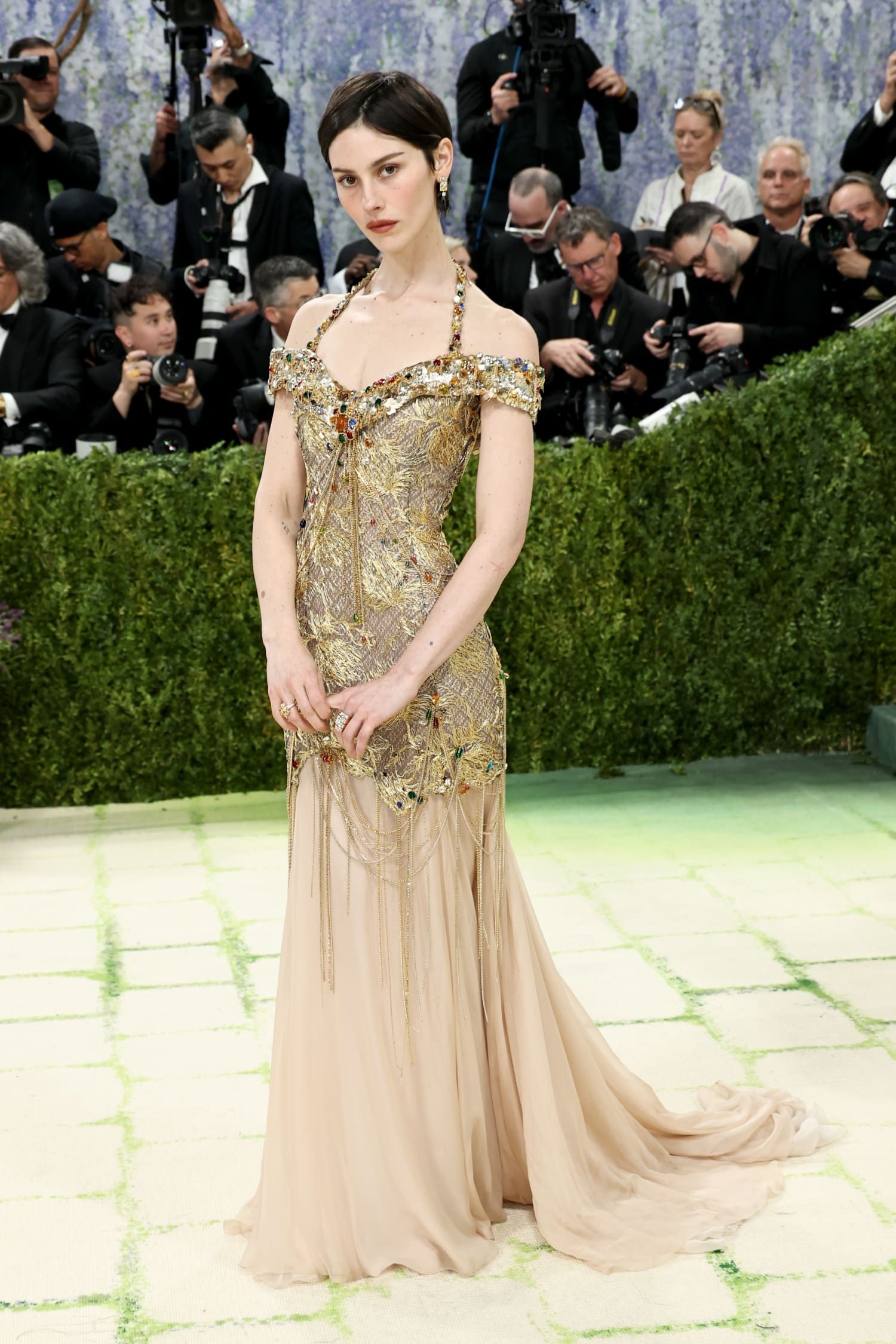 Grace Abrams in a Klimt-inspired Chanel dress by Matthieu Blazyat the 2026 Met Gala