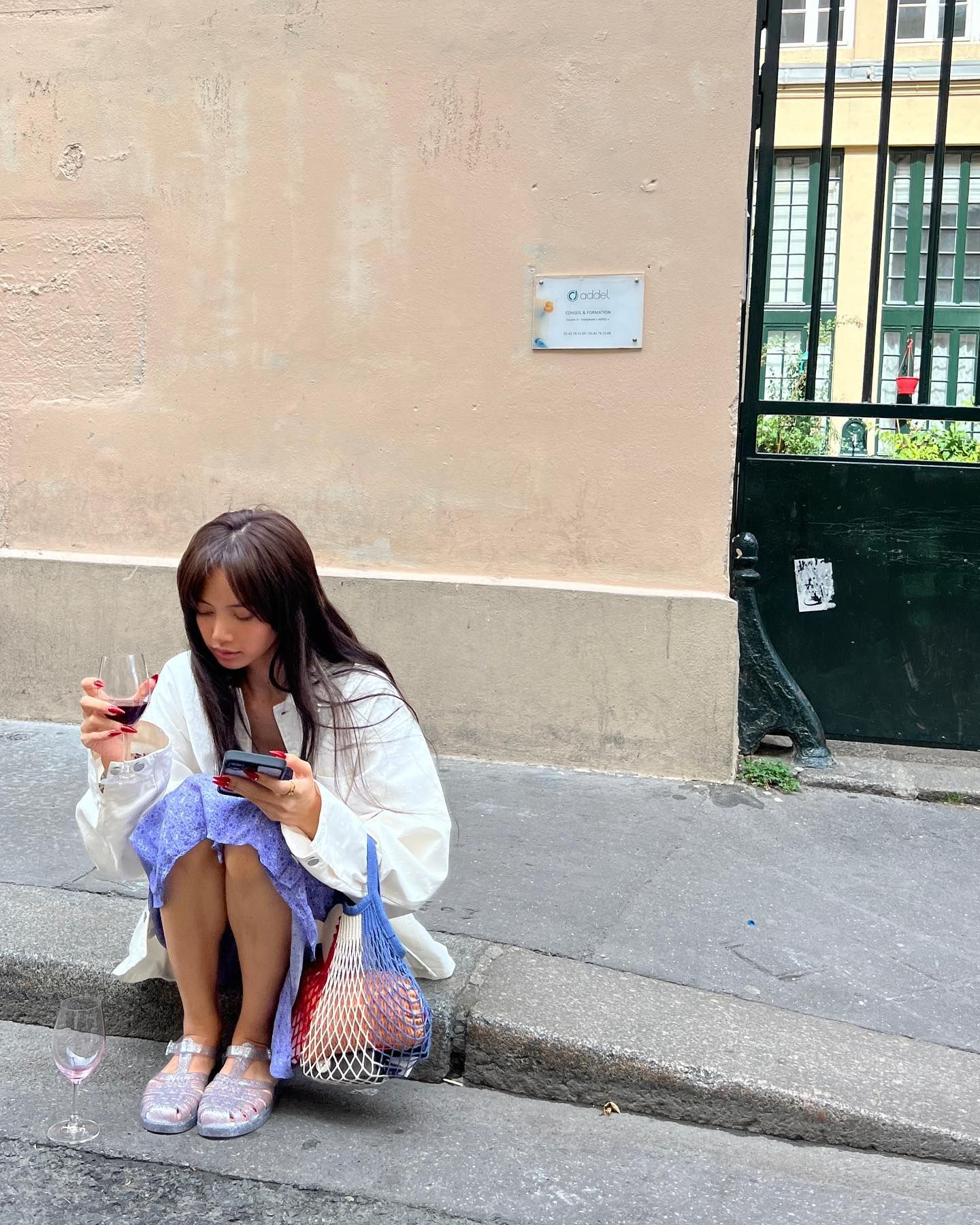 Lisa in her jelly shoes in Paris