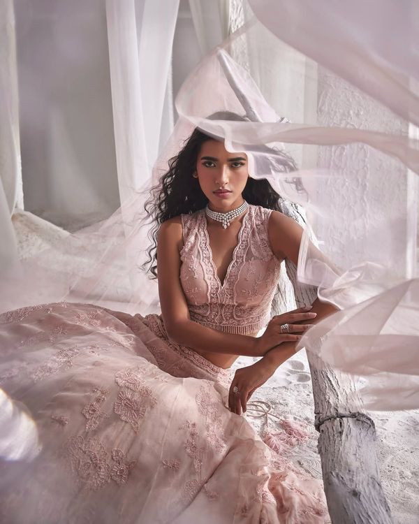 strapless open back dress Pastel Gown for Engagement and Cocktail Parties – SAKSHI main image 1